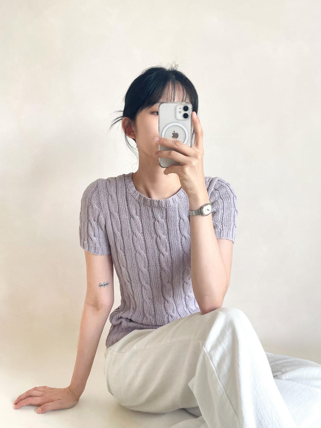 [PDF 도안] 베지터블 꽈배기 반팔 바텀업 스웨터