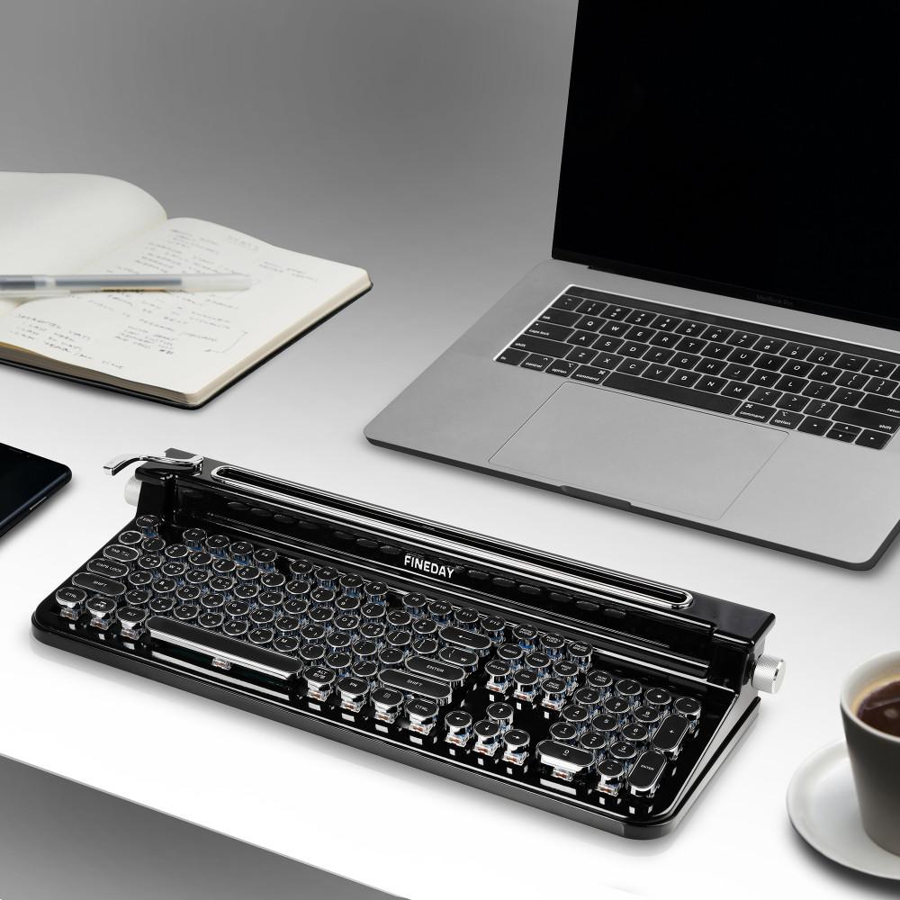 파인데이 키보드 2.0 타자기 스타일 블루투스 무선 기계식 한글+영문 키캡 청축 적축