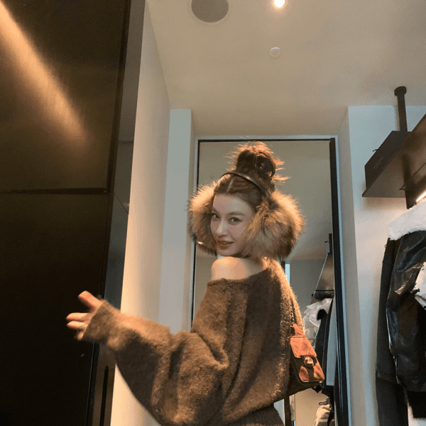 DULA Breathable Mohair Off-Shoulder Knit Dress with Belt