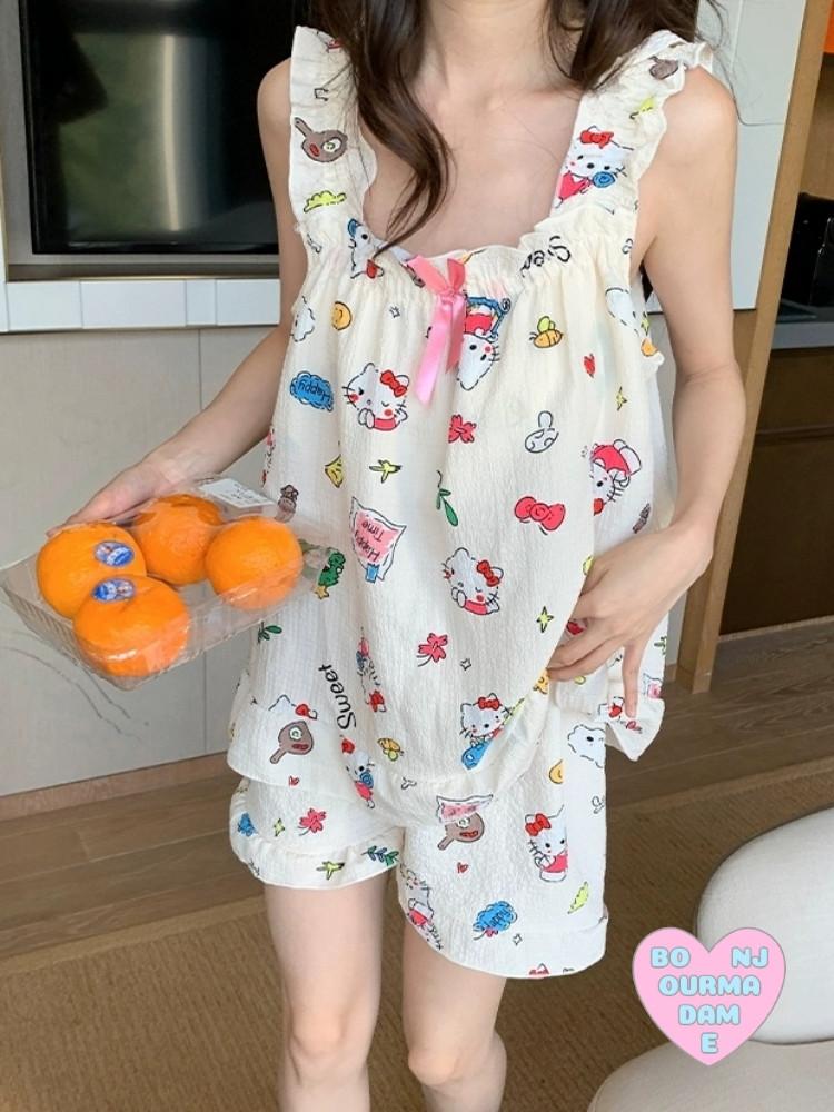 스윗키티 잠옷 여름잠옷 민소매 원피스 파자마