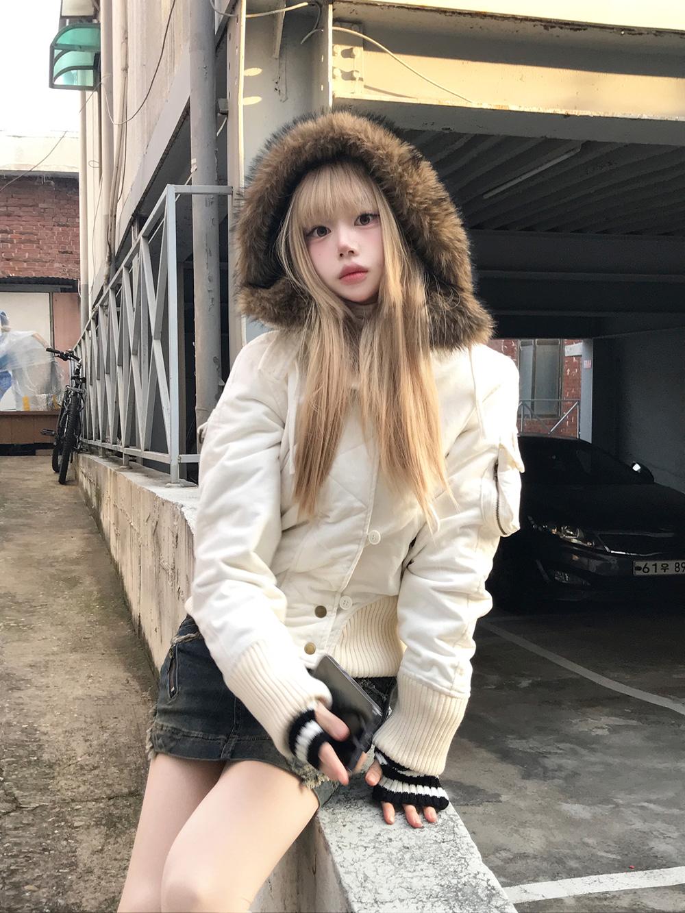 아마네 n2b 스웨이드 무스탕 퍼 후드 점퍼(2color)