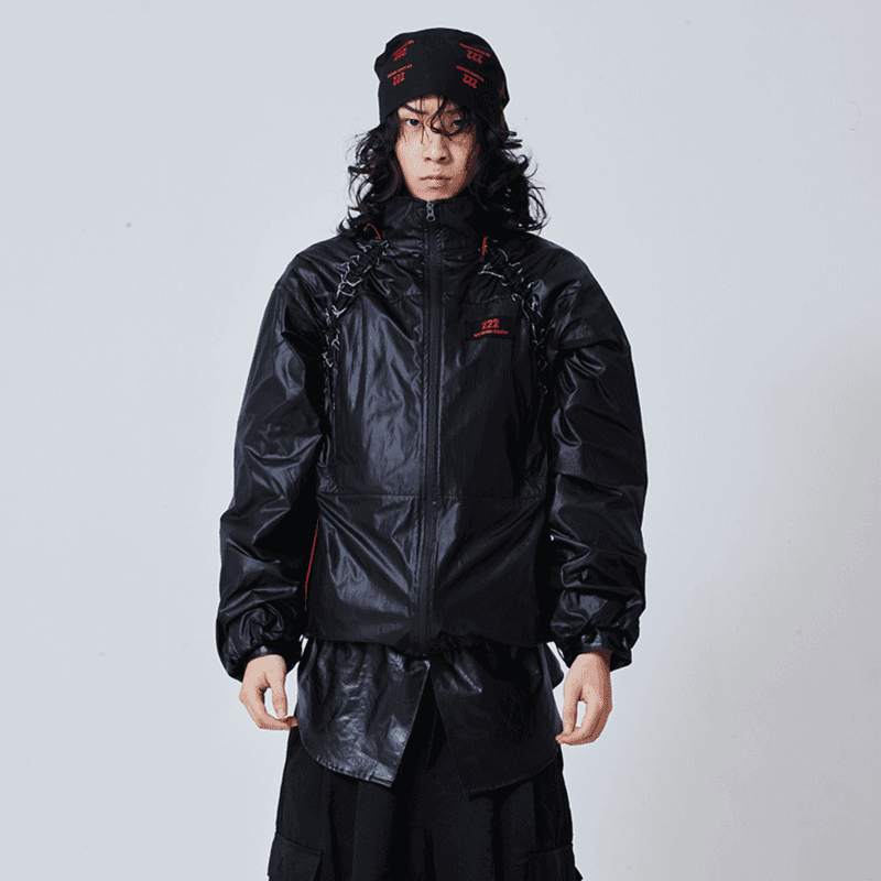 [222] [유튜버 PICK] String Patchwork Windbreaker - Black