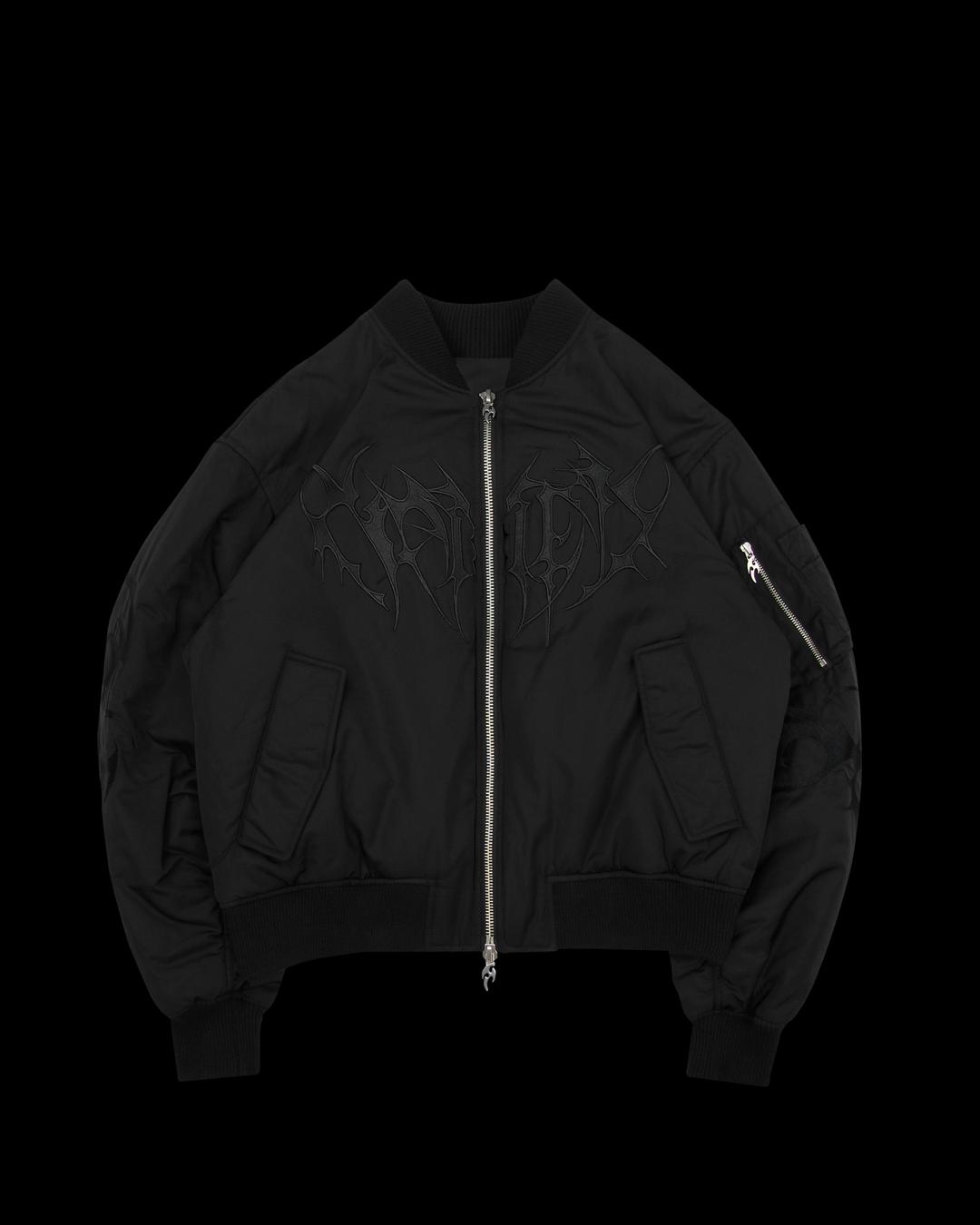 CRASH EMBROIDERED BOMBER JACKET BLACK - XS