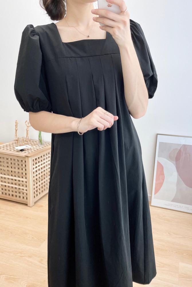 디라벨 바스락 블랙 임산부하객원피스 임부복 셀프만삭 임산부출근룩