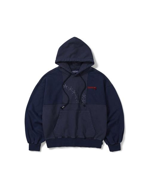 Grid hoodie / Washed navy