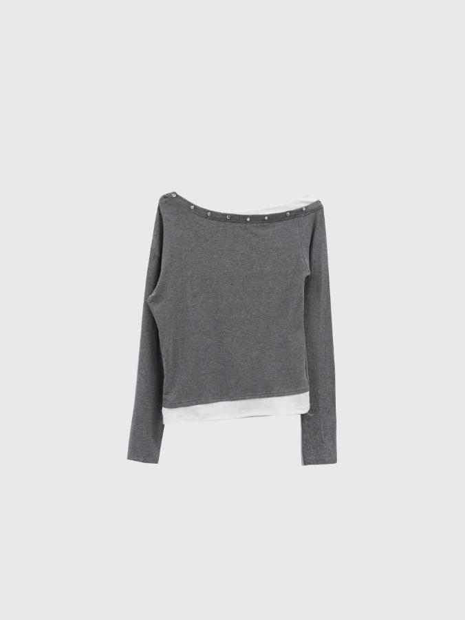 프롬뮤즈 unbal stud off shoulder t-shirt