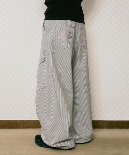 DD reverse stripe pin-tuck cargo pants (GREY)