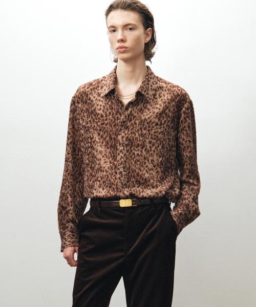 헤어리 레오파드 루즈핏 셔츠 (브라운)