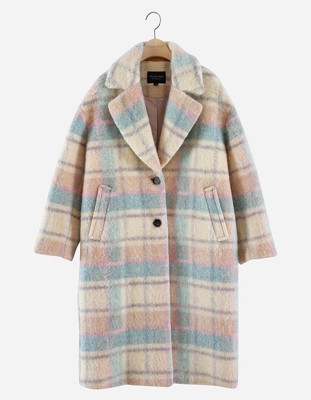 [Thursday Island]_T218MCT240W_체크 울져지 롱코트
