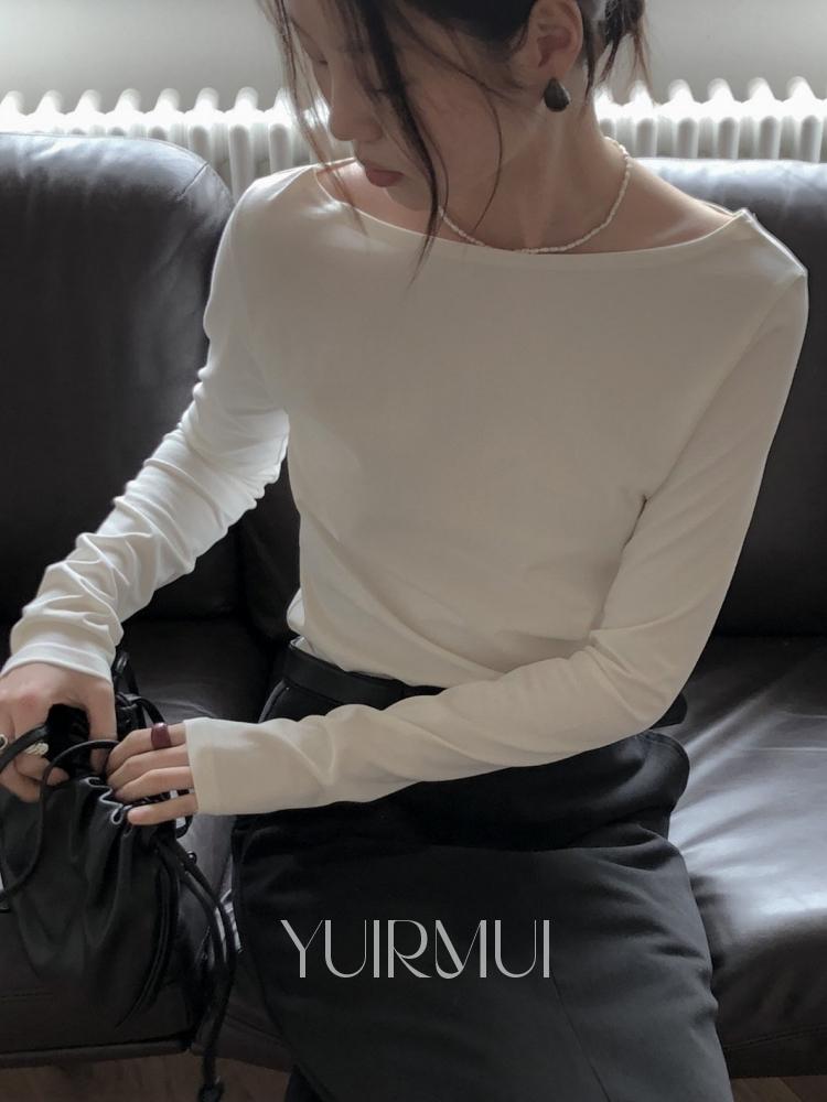 유이르무이 Le Butter 르버터 크리미 언발 보트넥 티셔츠 3color