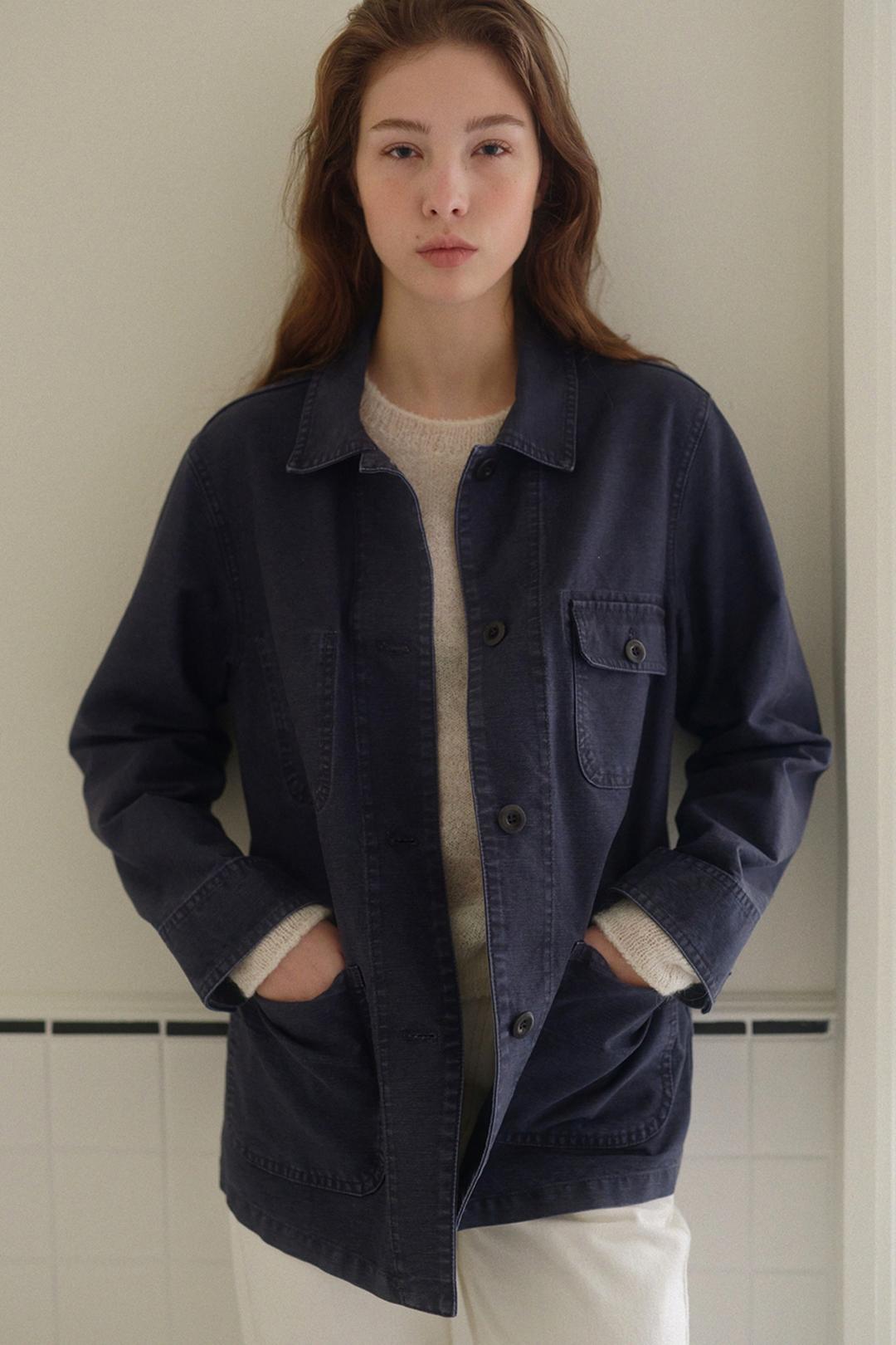 washed french work jacket (vintage blue) *10/30 예약발송