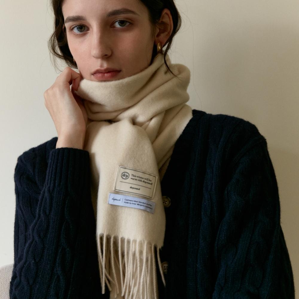 cashmere wool blended muffler - butter