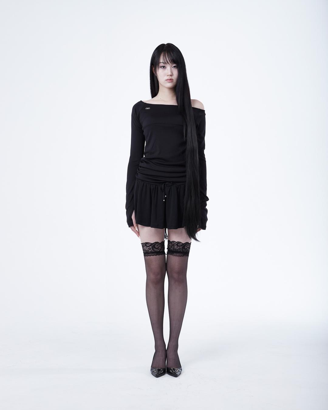 RAGLAN METAL LOGO DRESS [BLACK]