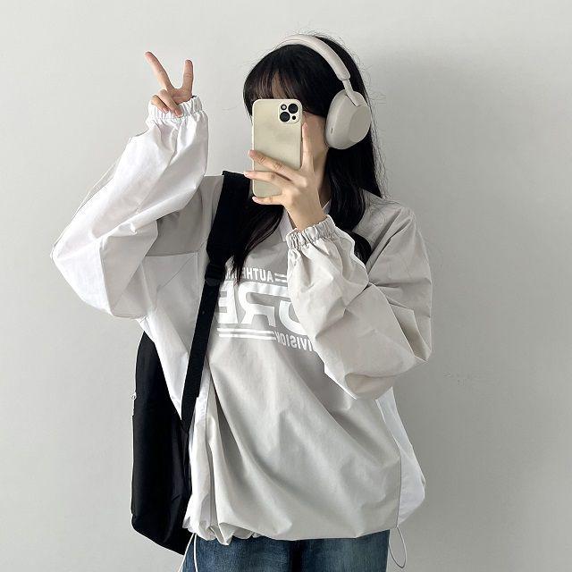 블록코어 나일론 바스락 브이 배색 코어 맨투맨 바람막이 방수