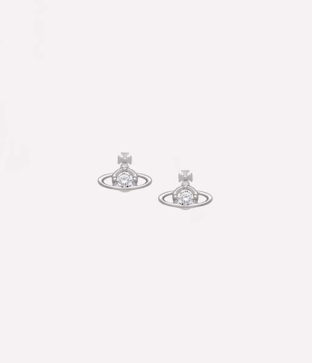 비비안웨스트우드 나노 솔리테어 이어링 Nano solitaire earrings PLATINUM/VITRAIL LIGHT CRYSTAL 귀걸이