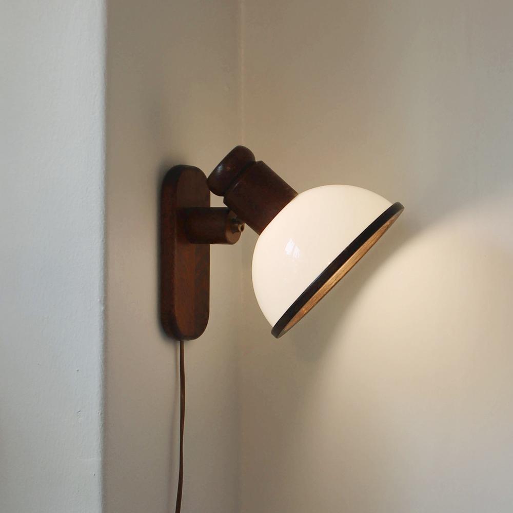 1970s Netherlands Steinhauer Brown Wood Wall Lamp