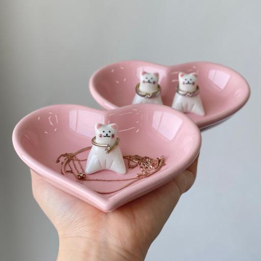 고양이 핑크하트 악세서리 트레이💗