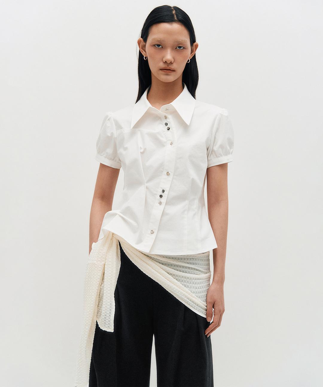 DOZI - Puffed Button Up Shirt _ WHITE