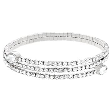 Twisty bangle, Pear cut, White, Rhodium plated