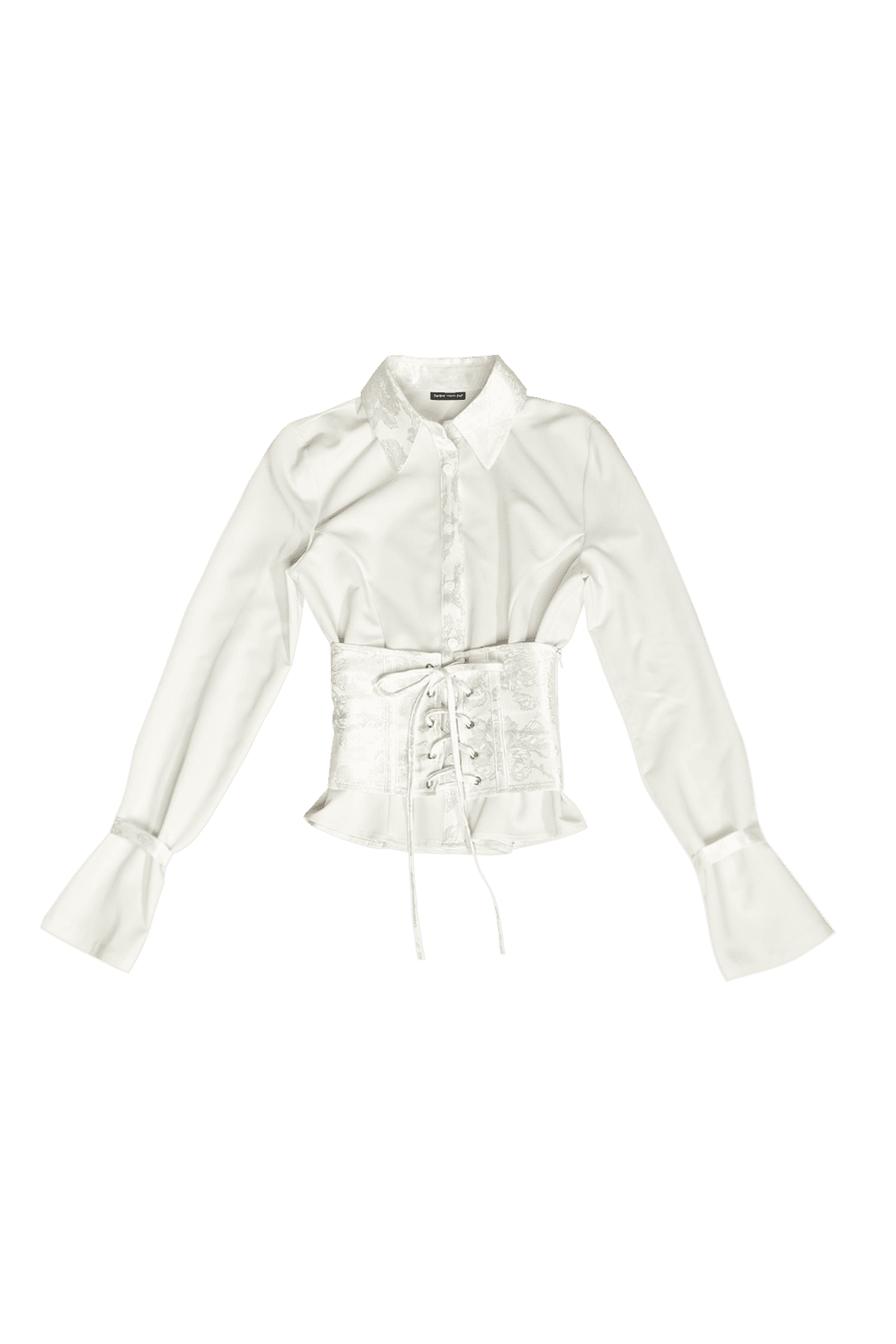 SATIN MIX CORSET SHIRT #IVORY JACQUARD | 달링유어배드