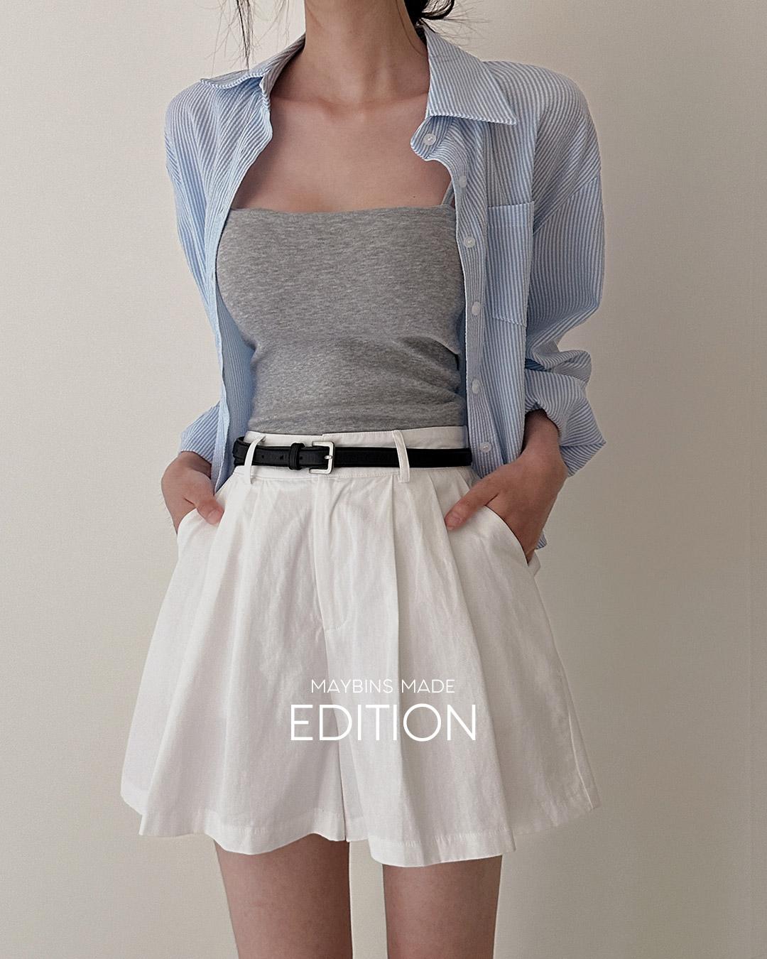 메이빈스 [기획특가/MADE]우넬 핀턱 숏 팬츠(자체제작 제작상품 바지 숏바지 쇼츠 숏팬츠 A라인 하이웨스트 핀턱 밴딩바지 밴딩팬츠 3부기장 휴양지 휴양지룩 여름바지)