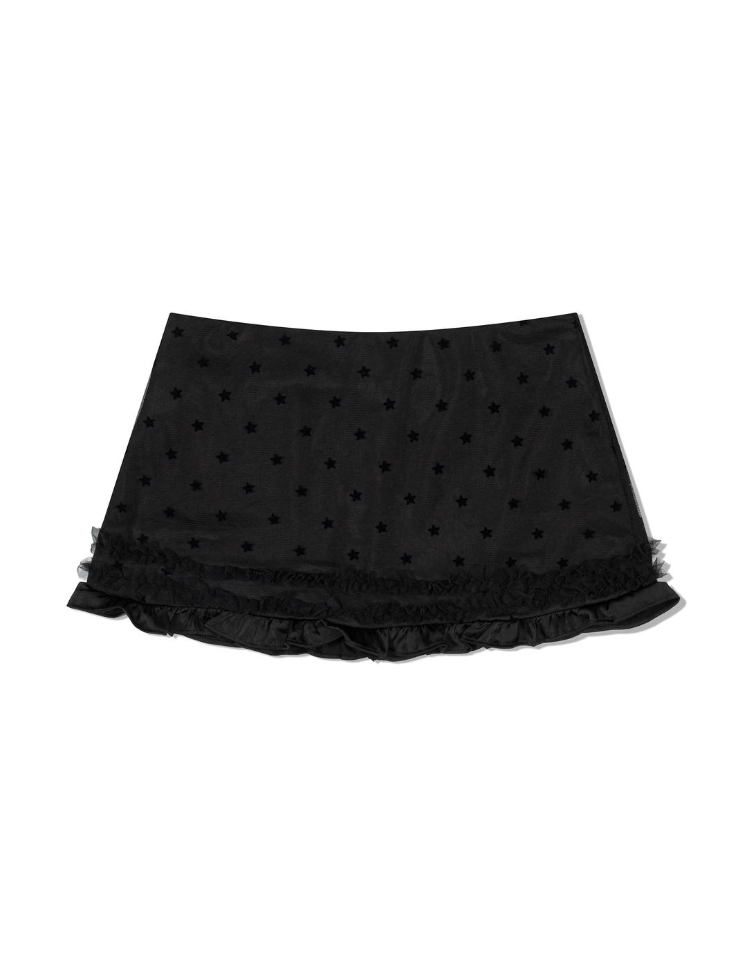 MESH STAR RUFFLE MINI SKIRT(BLACK) 10.14 예약배송