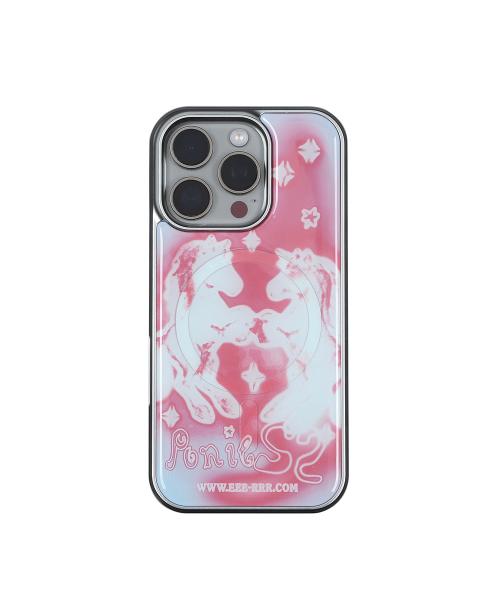 Go pony artwork epoxy silver magsafe iphone case (Pink)