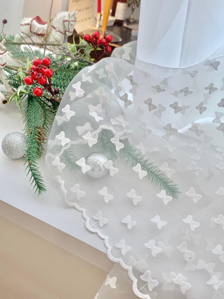 [샤] 큐티 리본 레이스 원단 백아이보리 컬러 1마 커튼 ,식탁보,테이블보 원단