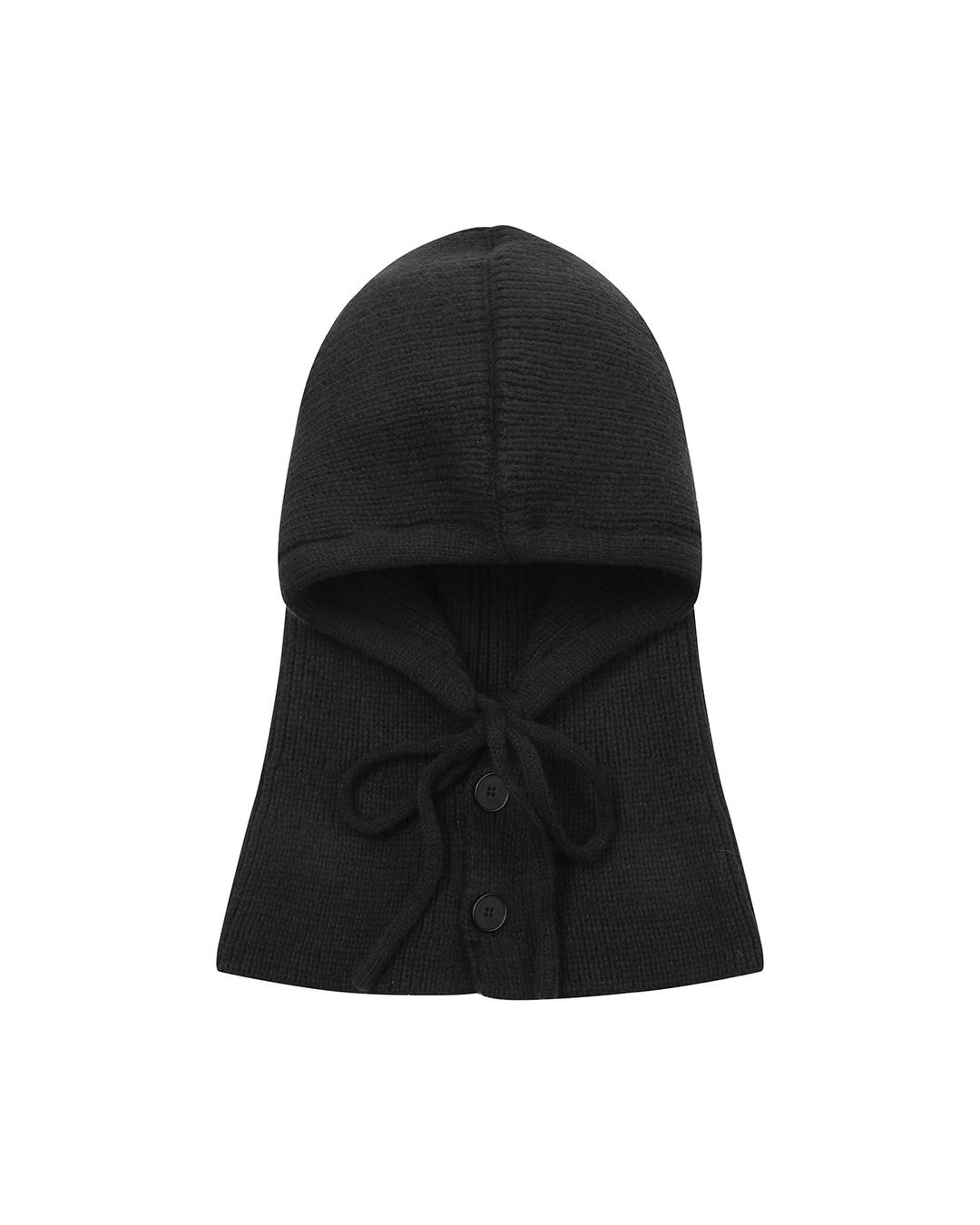 Two button hoodie balaclava BLACK