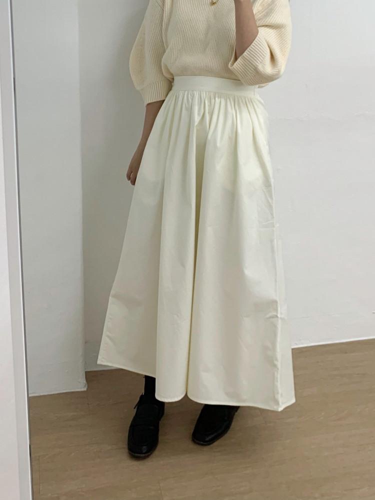 플레어 A라인 뒷밴딩 롱 스커트 ( 아이보리, 베이지, 네이비 )