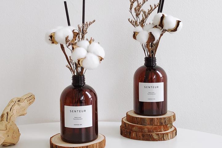 [3+1] 목화 디퓨저 실내방향제 200ml 18가지향(목화가지 포함)