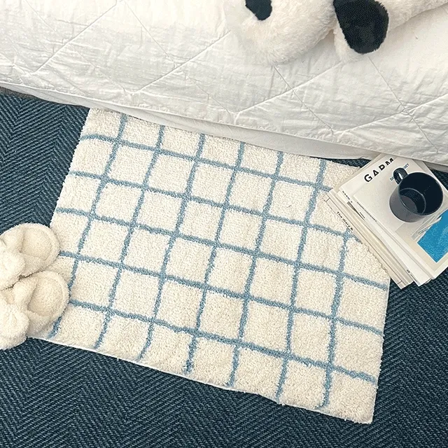 [H 묶음구매할인] 블루 타일 발매트 인테리어 카페트 침실 현관 주방 발매트 미니 러그