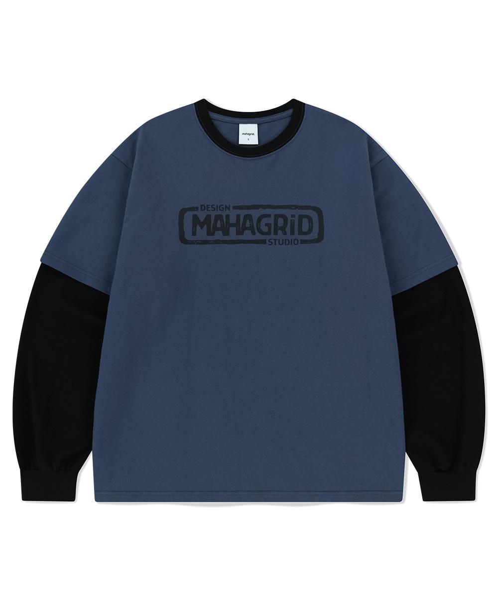 BANNER LOGO LAYERED LS TEE[NAVY]