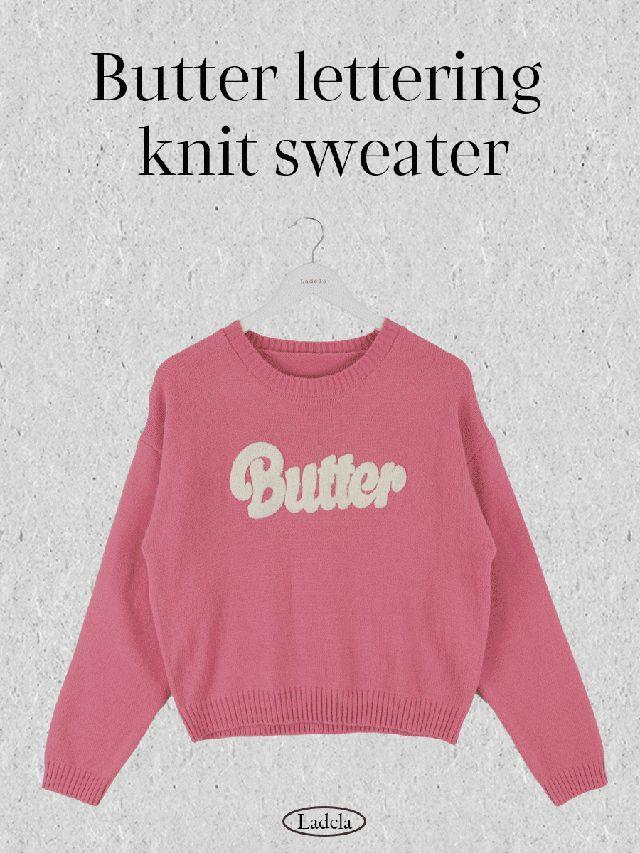 [러블리/예쁨보장~] 데일리 뽀글 버터 레터링 라운드넥 시보리 보들 도톰 세미크롭 긴팔니트 스웨터 키작녀