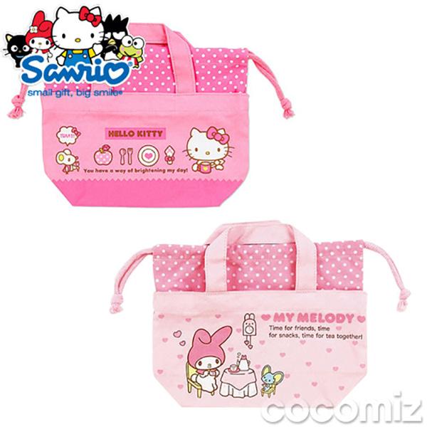 (일본)헬로키티 도시락 주머니 가방 (2type)  마이멜로디 조리개 런치 토트백  여자아이 소풍도시락 주머니