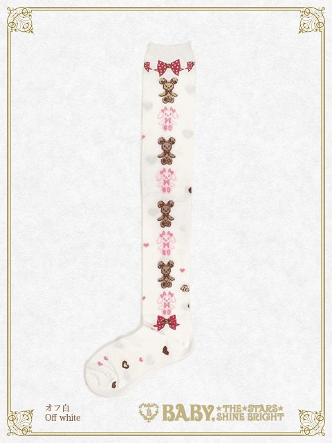 くみゃちゃんのSweet Heart Check柄オーバーニーソックス - オフ白 White