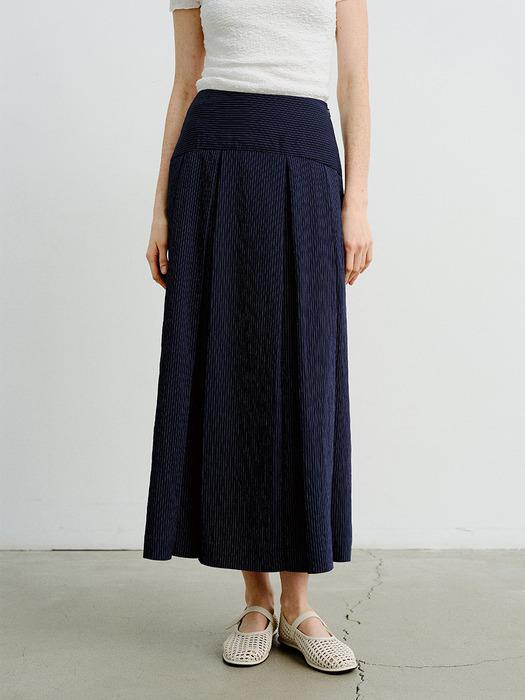 TVR STRIPE PLEATS SKIRT_2COLORS