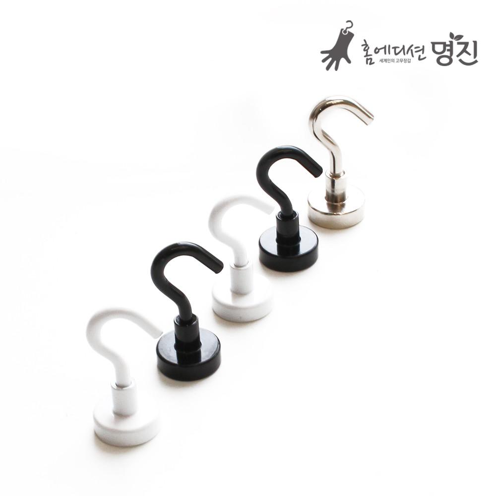 명진 초강력 고리자석 후크 화이트 블랙 12개 네오디움 소품걸이