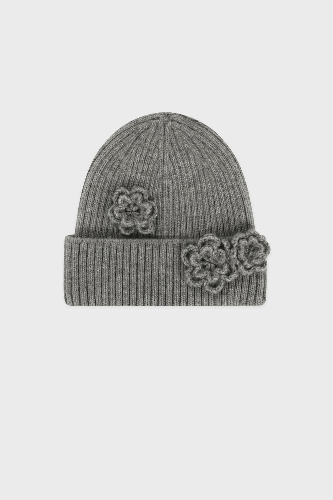 Flower Beanie (Melange Grey)