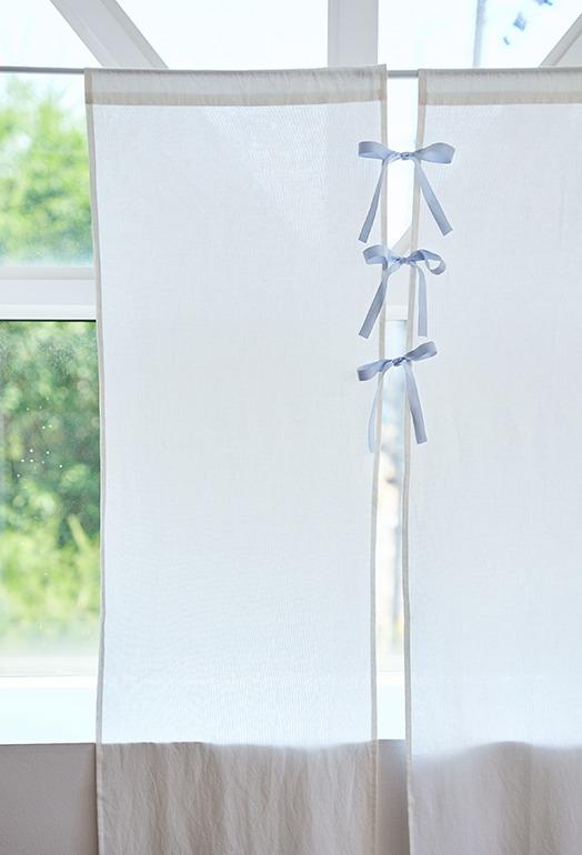 [시즌오프]리본 타이 면 가리개커튼