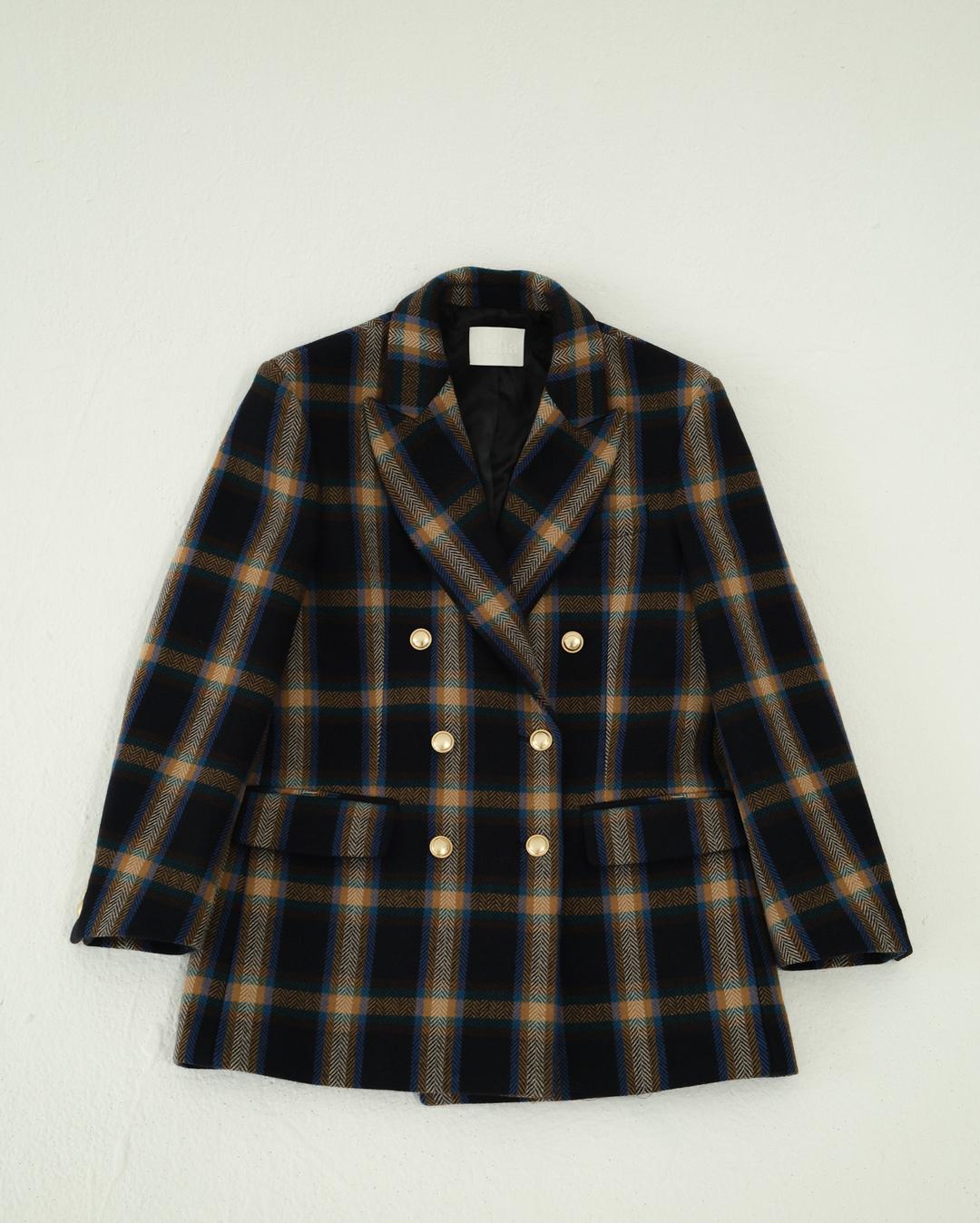 flétta Classic Double Button Coat_Vintage Check