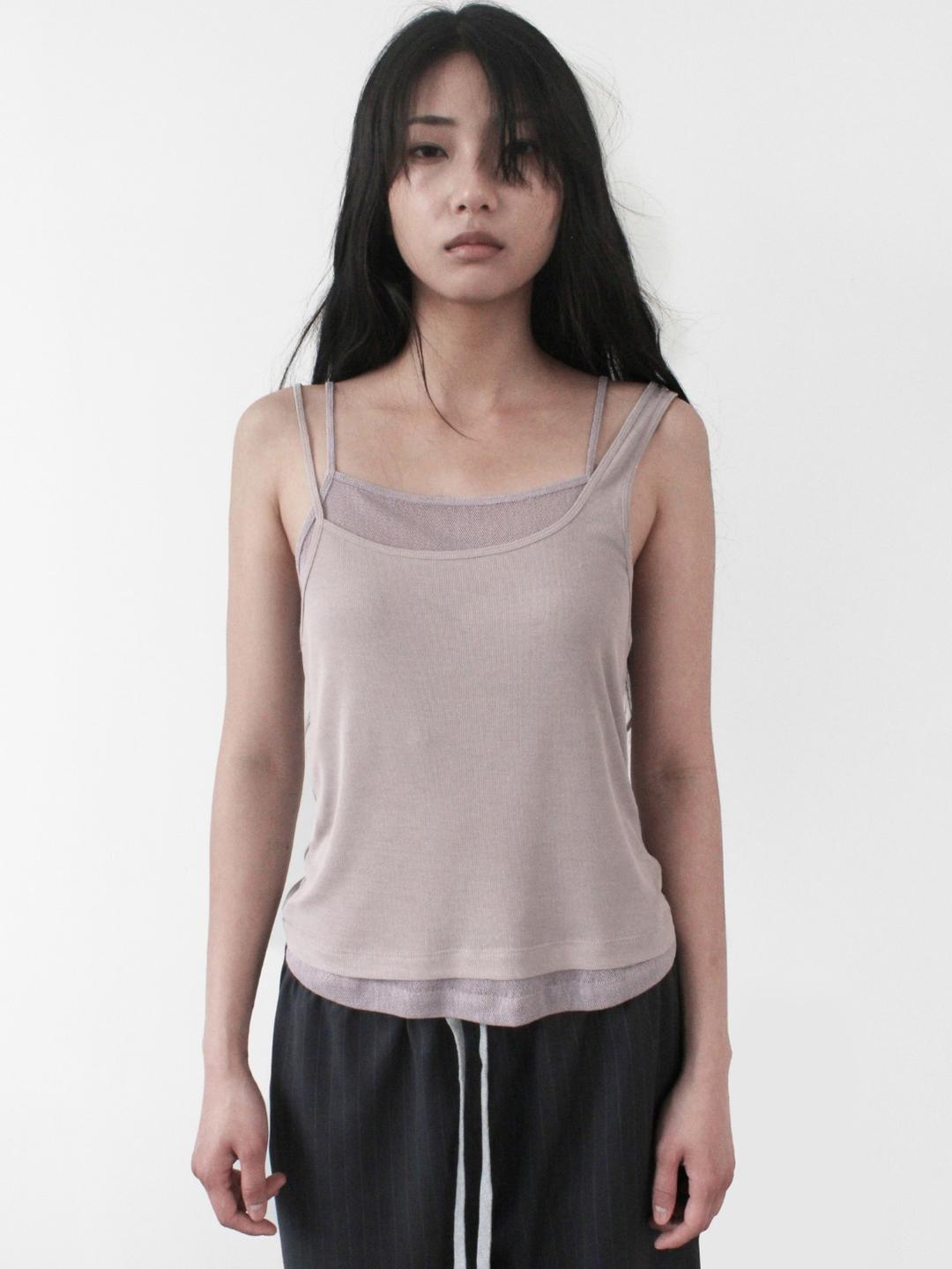 DOUBLE LAYERED SLEEVELESS, DUSTY PURPLE MIX