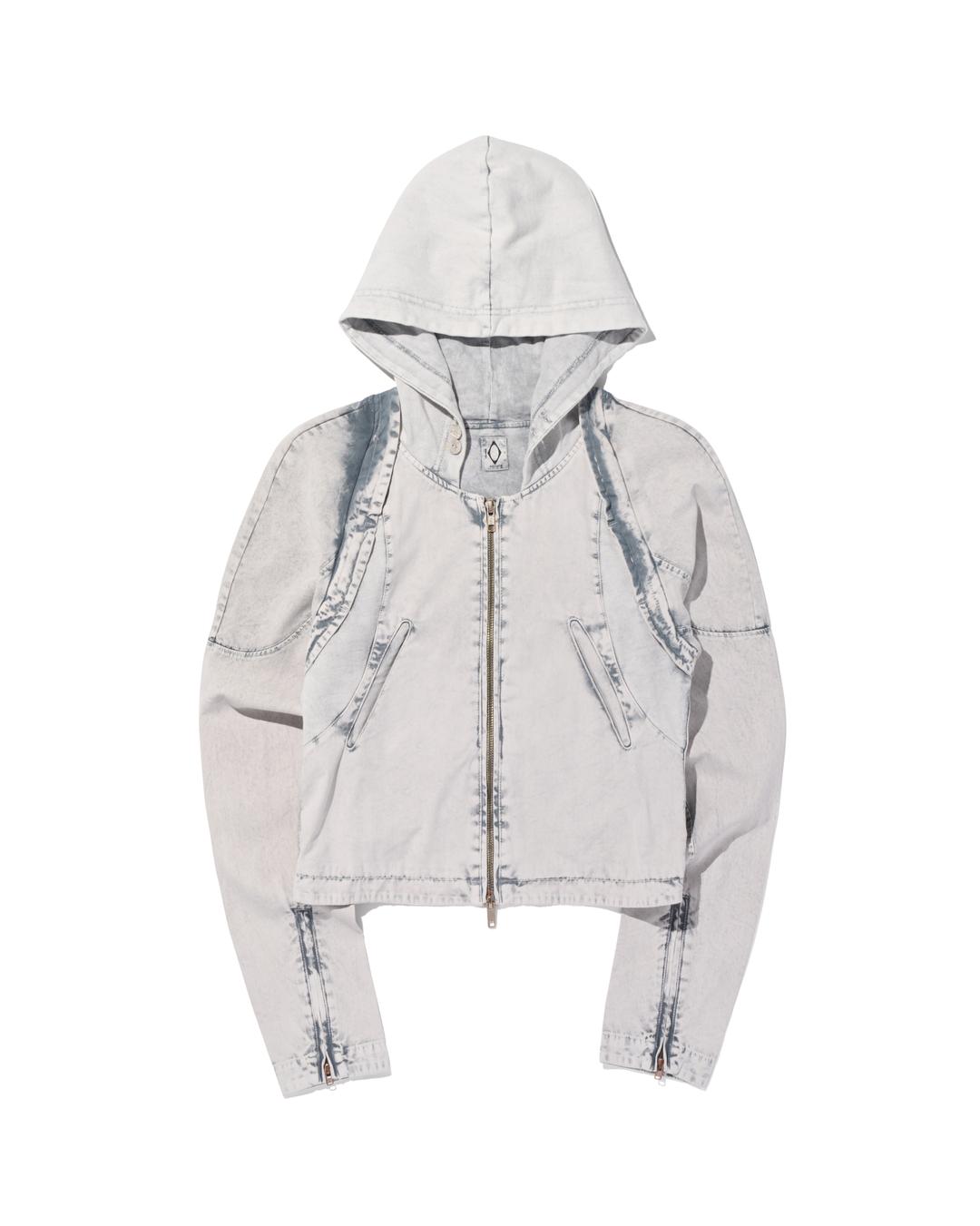 BLEACHED CUT OFF HOODIE JACKET_BLEACHED GREY