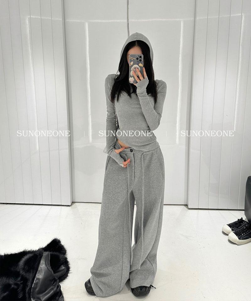 코튼 버클밴딩 와이드 팬츠 - 블랙S,그레이L 빠른배송