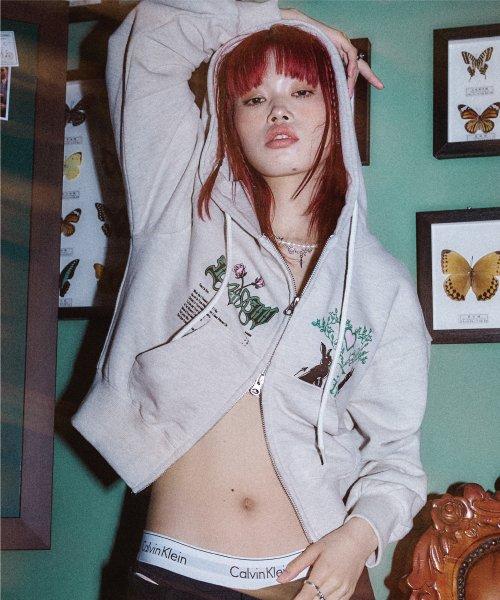 이퓨원트(IFYOUWANT)  2 WAY BUNNY CROP HOOD ZIPUP oatmeal - 사이즈 & 후기 | 무신사