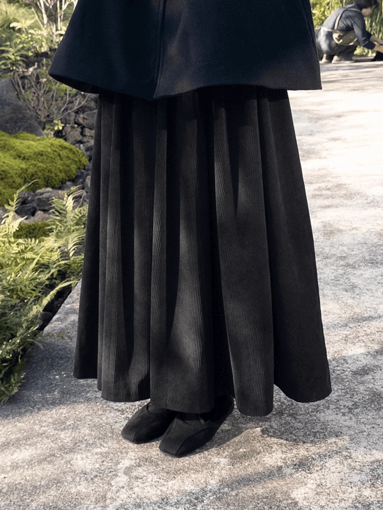 맥시 코듀로이 스커트