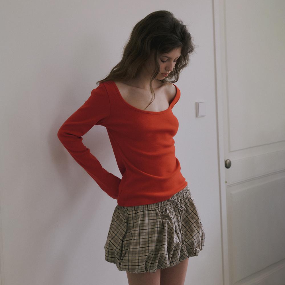 SCOOP NECK T-SHIRT_RED
