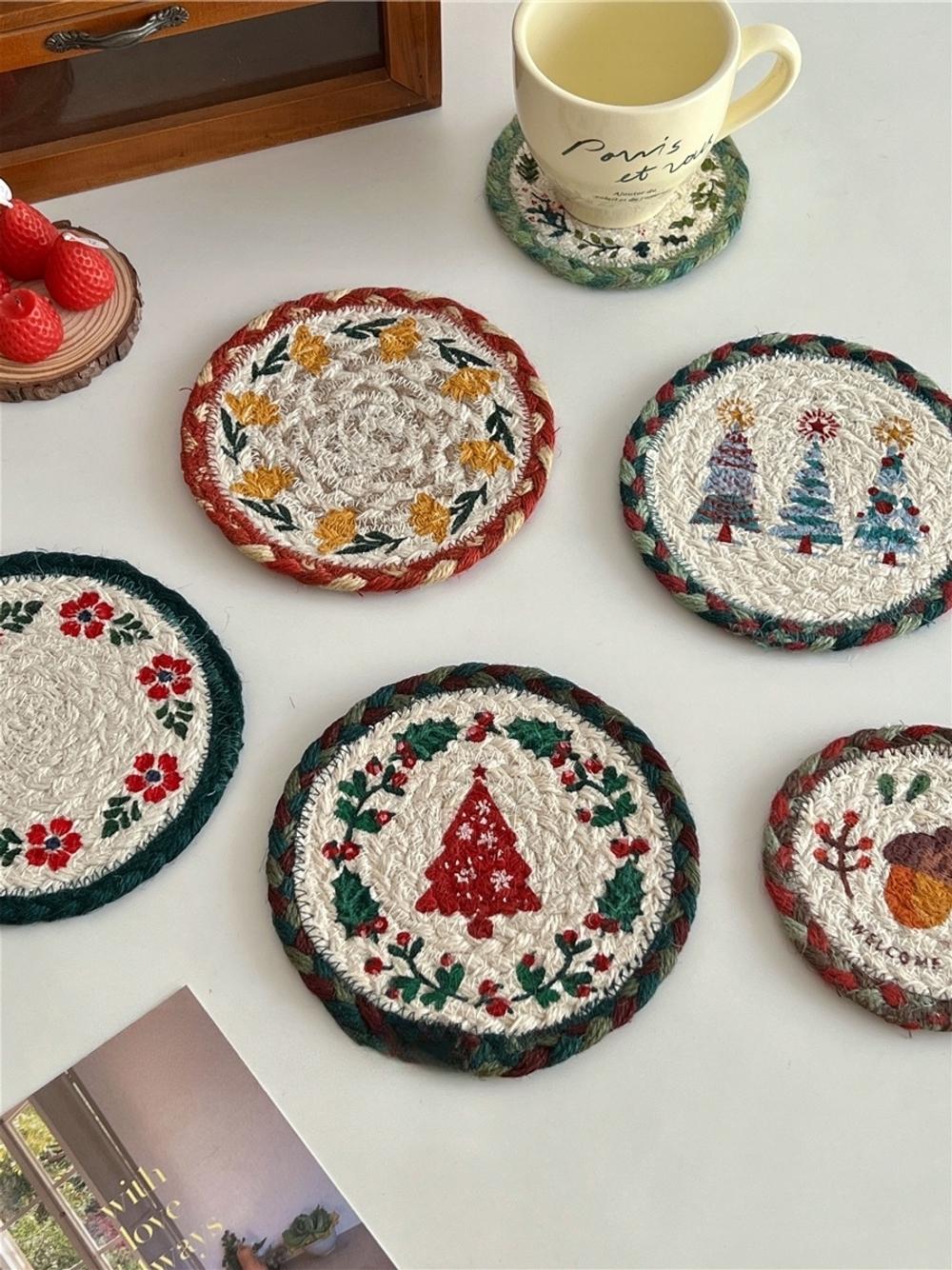 겨울 크리스마스 단열 매트 그릇 받침