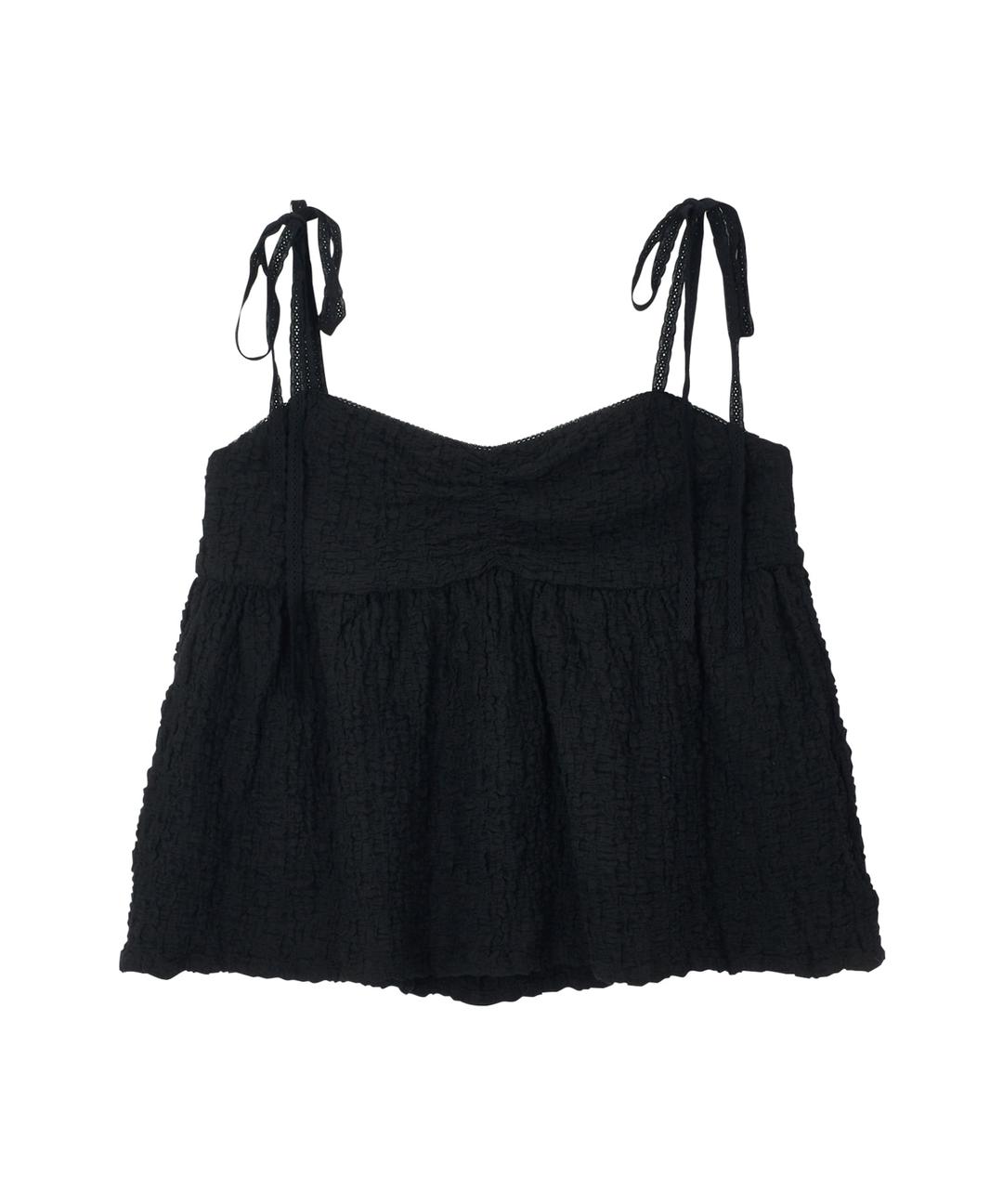 Blooming Sleeveless Blouse-Black