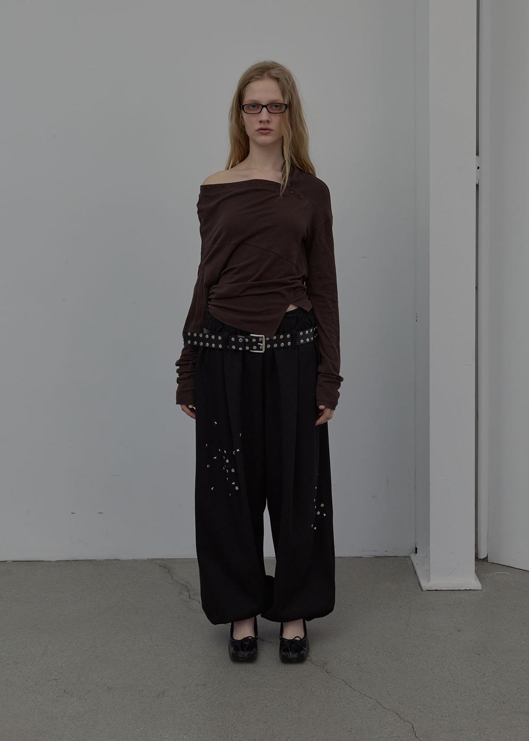 SPARKLE WAFFLE PANTS (BLACK)